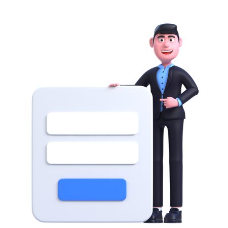Login Page 3D image.